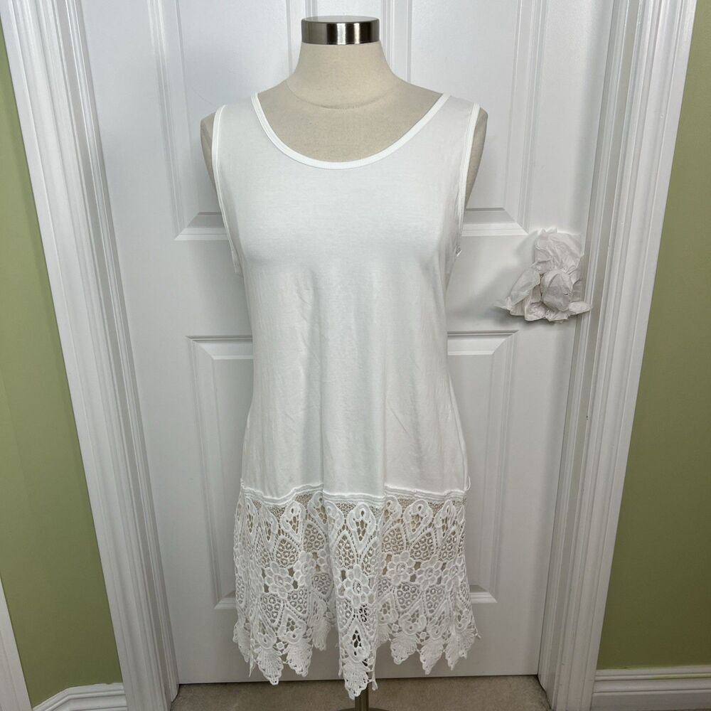 Pretty Angel Womens Lace Trim Layering Tunic Tank Top Size L/XL Cottagecore Read